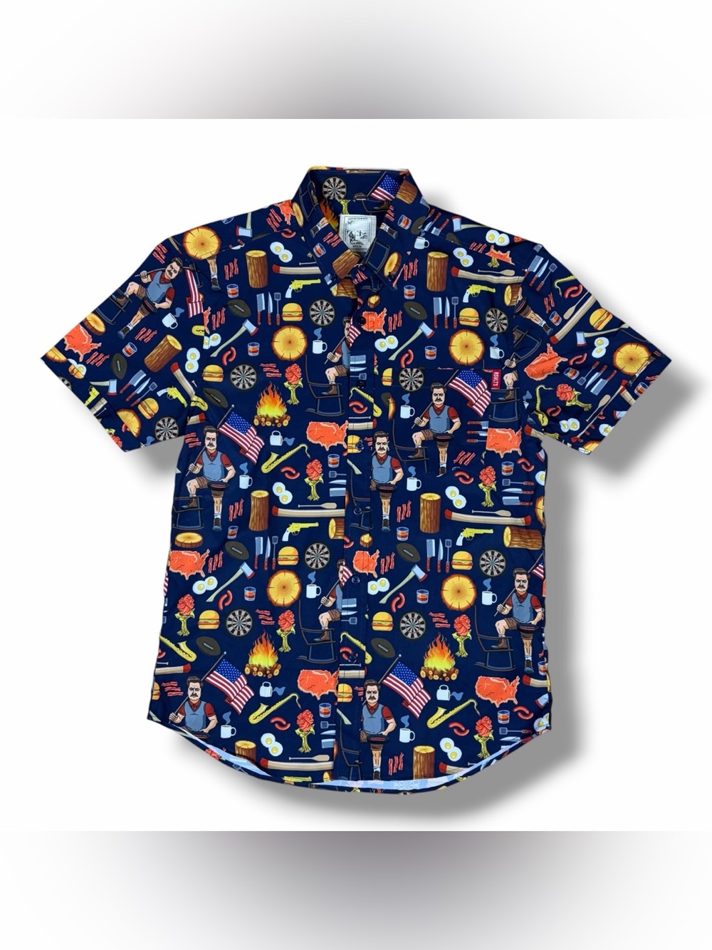 RSVLTS The Button-Up Shirt Comedy Roosevelt Parks and Rec Ron Swanson Sz M